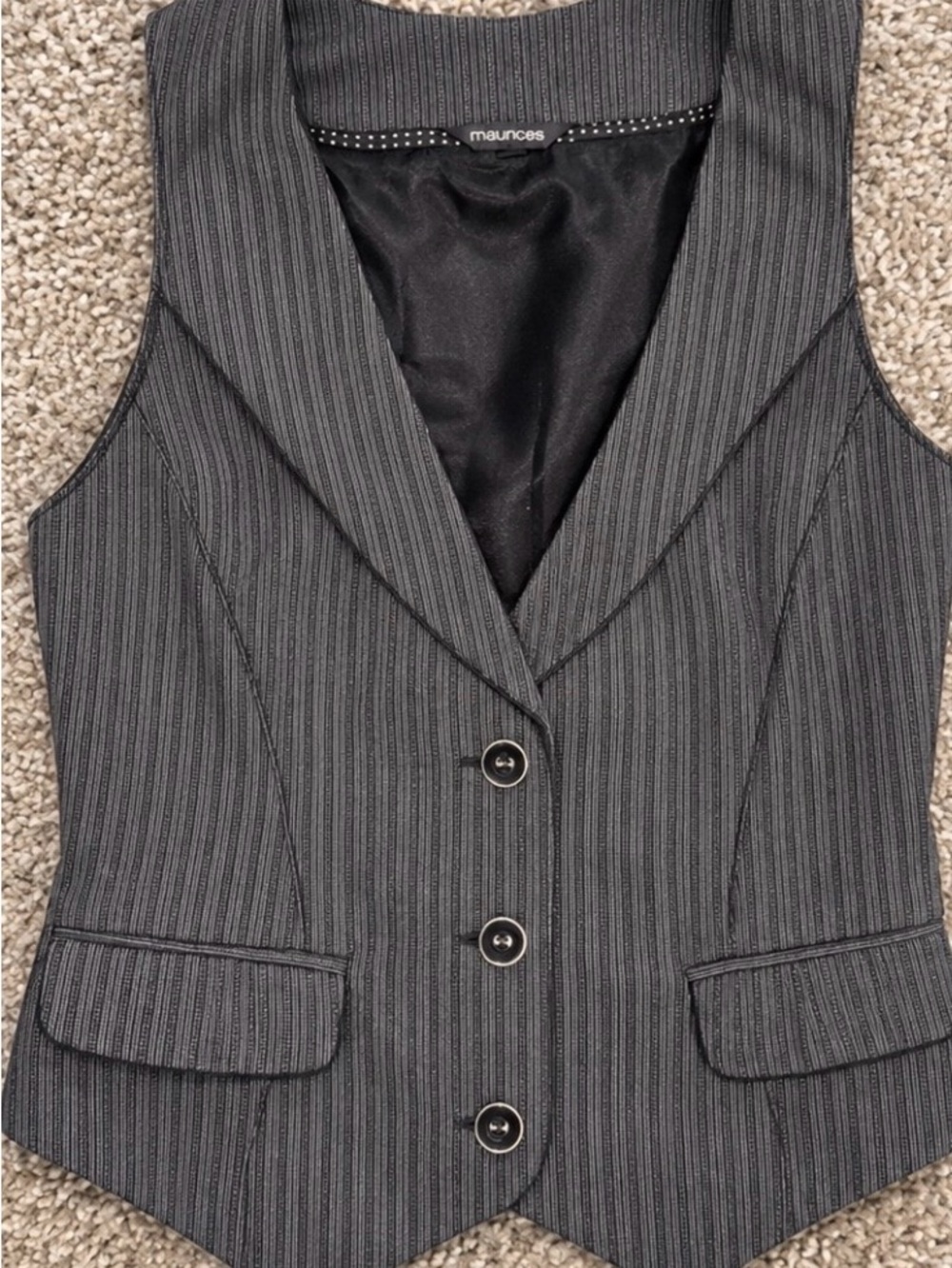 Maurices Women's Dark Gray Pinstripe Tailored Vest